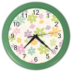 Beautiful Spring Flowers Background Color Wall Clocks by TastefulDesigns