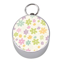 Beautiful Spring Flowers Background Mini Silver Compasses by TastefulDesigns