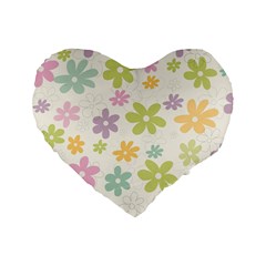 Beautiful Spring Flowers Background Standard 16  Premium Flano Heart Shape Cushions by TastefulDesigns