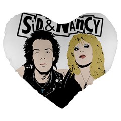 Sid And Nancy Large 19  Premium Flano Heart Shape Cushions by Valentinaart