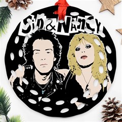 Sid And Nancy Round Filigree Ornament (two Sides) by Valentinaart