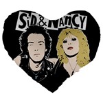 Sid and Nancy Large 19  Premium Flano Heart Shape Cushions Front