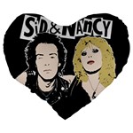 Sid and Nancy Large 19  Premium Flano Heart Shape Cushions Back