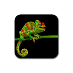 Chameleons Rubber Coaster (square)  by Valentinaart