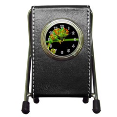 Chameleons Pen Holder Desk Clocks by Valentinaart