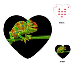 Chameleons Playing Cards (heart)  by Valentinaart