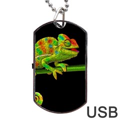 Chameleons Dog Tag Usb Flash (one Side) by Valentinaart