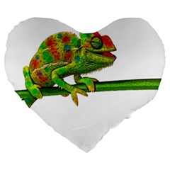 Chameleons Large 19  Premium Heart Shape Cushions by Valentinaart