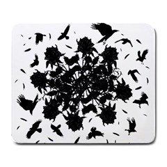 Black Roses And Ravens  Large Mousepads by Valentinaart