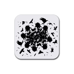 Black Roses And Ravens  Rubber Coaster (square)  by Valentinaart