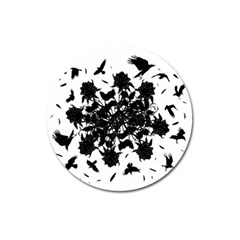 Black Roses And Ravens  Magnet 3  (round) by Valentinaart