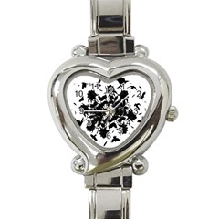 Black Roses And Ravens  Heart Italian Charm Watch by Valentinaart