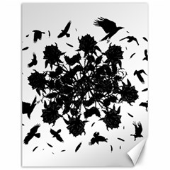 Black Roses And Ravens  Canvas 12  X 16   by Valentinaart