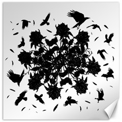 Black Roses And Ravens  Canvas 20  X 20   by Valentinaart