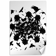 Black Roses And Ravens  Canvas 24  X 36  by Valentinaart