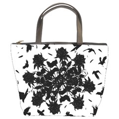 Black Roses And Ravens  Bucket Bags by Valentinaart