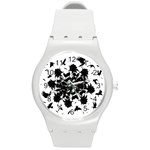 Black roses and ravens  Round Plastic Sport Watch (M) Front