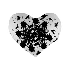 Black Roses And Ravens  Standard 16  Premium Heart Shape Cushions by Valentinaart