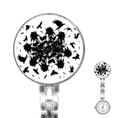 Black Roses And Ravens  Stainless Steel Nurses Watch