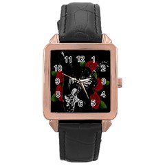 Slash Rose Gold Leather Watch  by Valentinaart