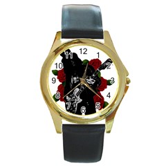 Slash Round Gold Metal Watch by Valentinaart