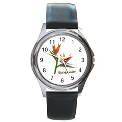 Bird Of Paradise Round Metal Watch by Valentinaart