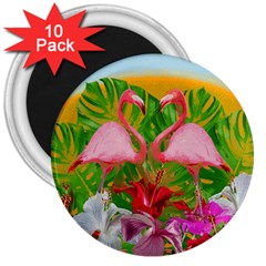 Flamingo 3  Magnets (10 Pack)  by Valentinaart