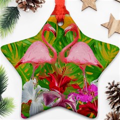 Flamingo Star Ornament (two Sides) by Valentinaart