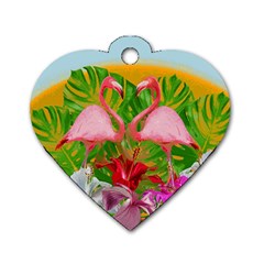 Flamingo Dog Tag Heart (one Side) by Valentinaart