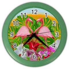 Flamingo Color Wall Clocks by Valentinaart