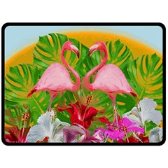 Flamingo Fleece Blanket (large)  by Valentinaart