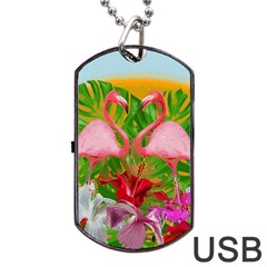 Flamingo Dog Tag Usb Flash (one Side) by Valentinaart