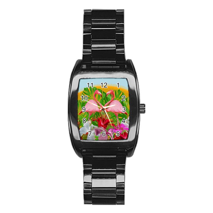 Flamingo Stainless Steel Barrel Watch