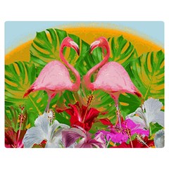 Flamingo Double Sided Flano Blanket (medium)  by Valentinaart