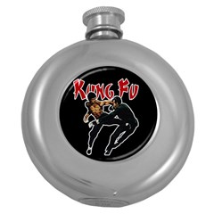 Kung Fu  Round Hip Flask (5 Oz) by Valentinaart