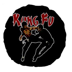 Kung Fu  Large 18  Premium Flano Round Cushions by Valentinaart