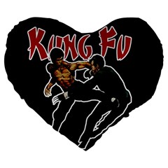 Kung Fu  Large 19  Premium Flano Heart Shape Cushions by Valentinaart