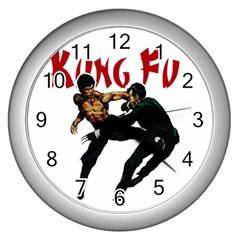 Kung Fu  Wall Clocks (silver)  by Valentinaart