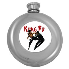 Kung Fu  Round Hip Flask (5 Oz) by Valentinaart