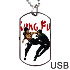 Kung Fu  Dog Tag Usb Flash (two Sides) by Valentinaart