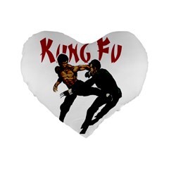 Kung Fu  Standard 16  Premium Flano Heart Shape Cushions by Valentinaart