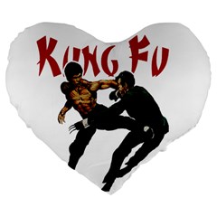 Kung Fu  Large 19  Premium Flano Heart Shape Cushions by Valentinaart