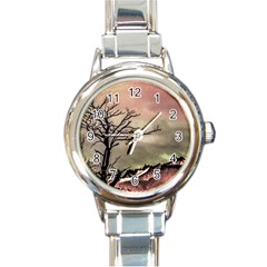 Fantasy Landscape Illustration Round Italian Charm Watch by dflcprints