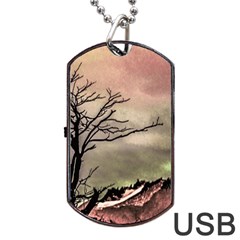 Fantasy Landscape Illustration Dog Tag Usb Flash (one Side) by dflcprints