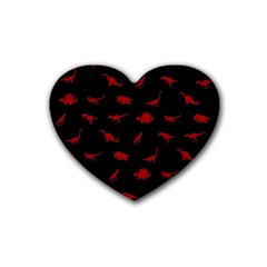 Dinosaurs Pattern Rubber Coaster (heart)  by ValentinaDesign