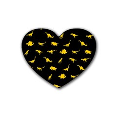 Dinosaurs Pattern Rubber Coaster (heart)  by ValentinaDesign