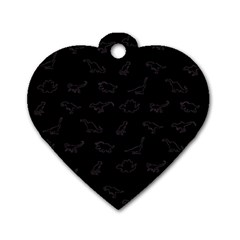 Dinosaurs Pattern Dog Tag Heart (two Sides) by ValentinaDesign