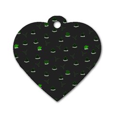 Cactus Pattern Dog Tag Heart (two Sides) by ValentinaDesign