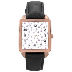 Cactus Pattern Rose Gold Leather Watch  by ValentinaDesign