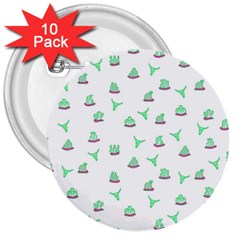 Cactus Pattern 3  Buttons (10 Pack)  by ValentinaDesign